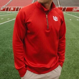 Albion men’s Utah Oxford Red Quarter-Zip up crimson Pullover size medium